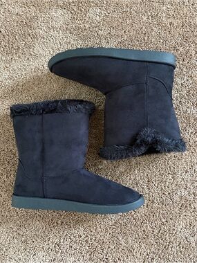 Women's Black Faux Fur Lined Ankle Booties